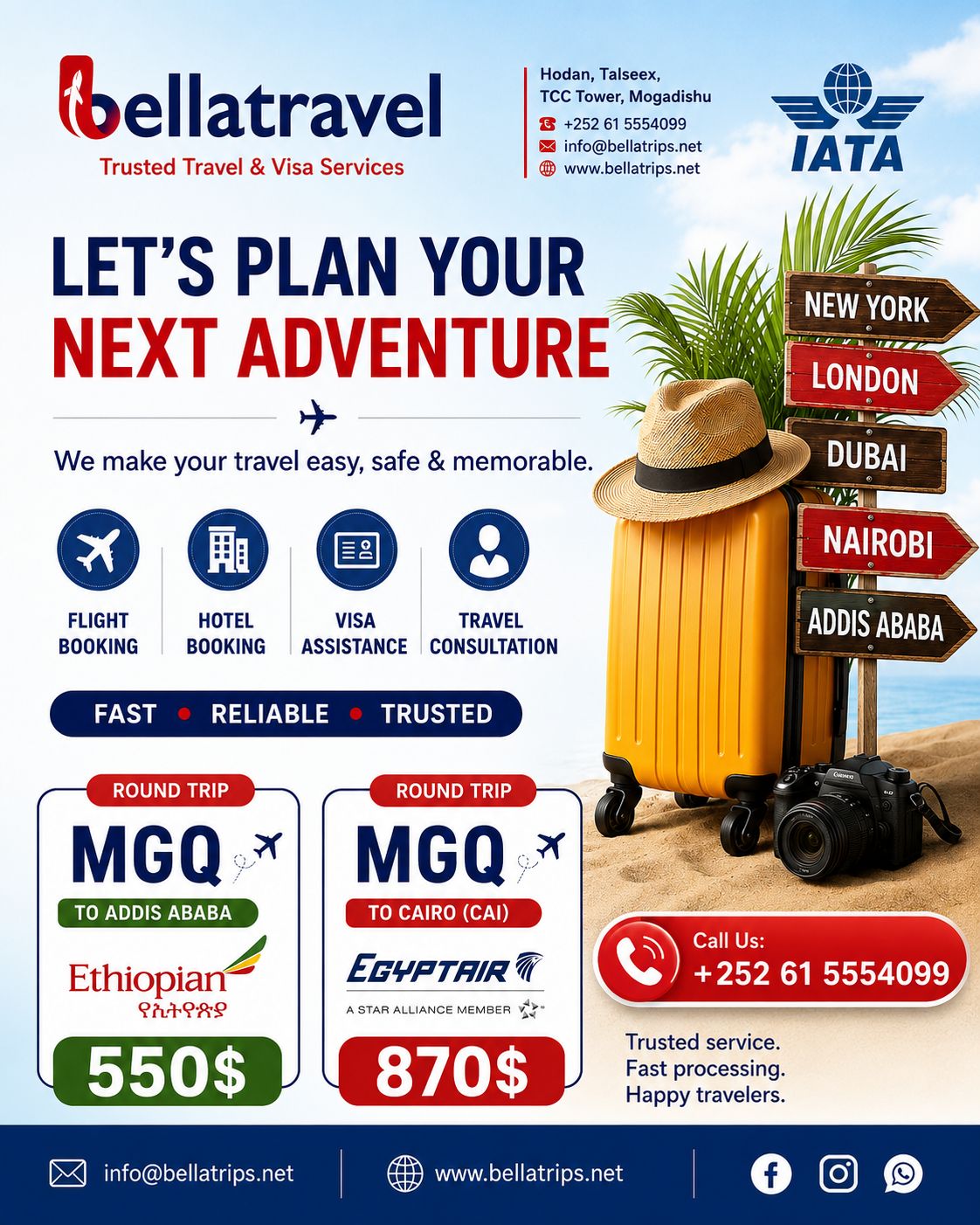 Bellatrips flight booking route offers poster