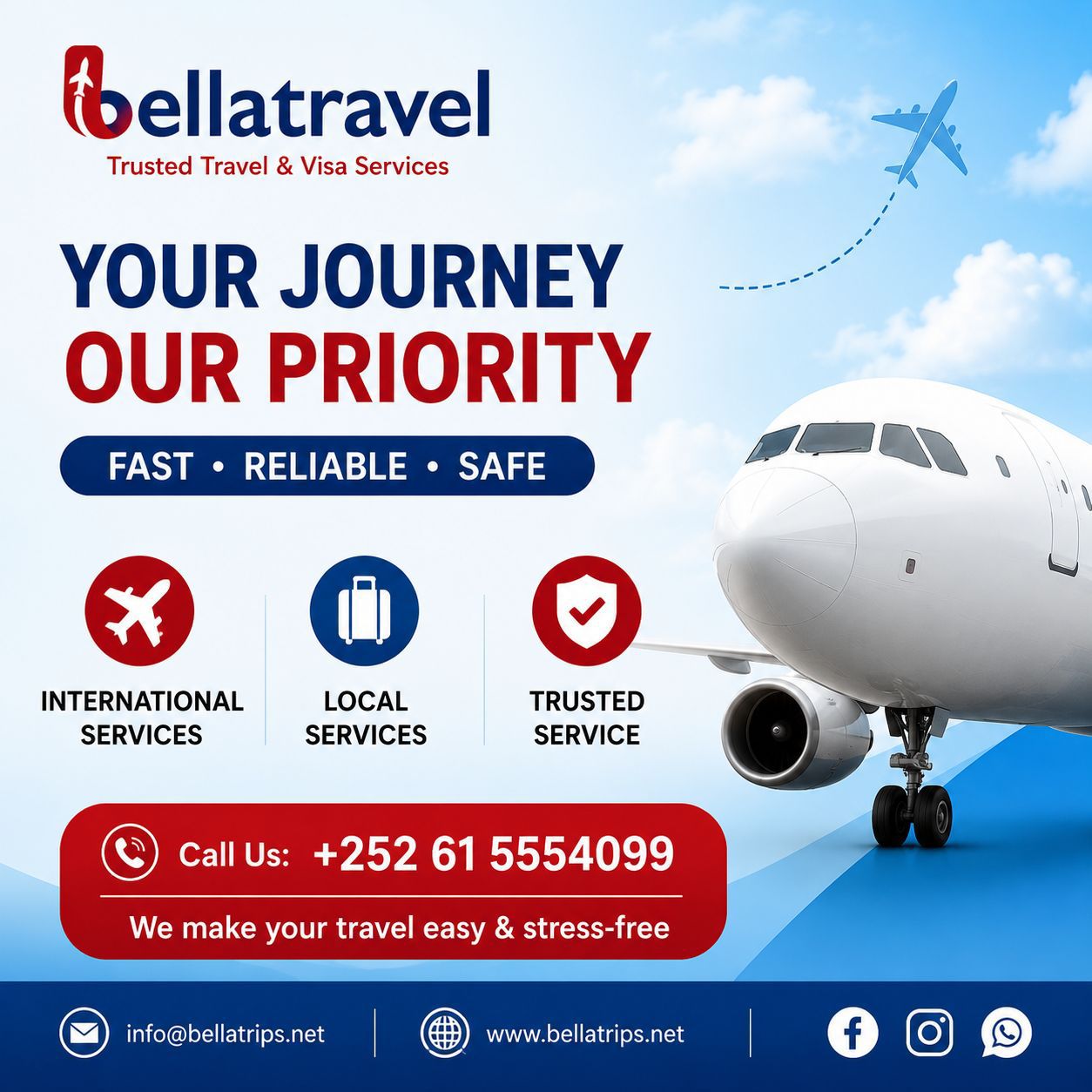 Bellatrips your journey our priority travel poster