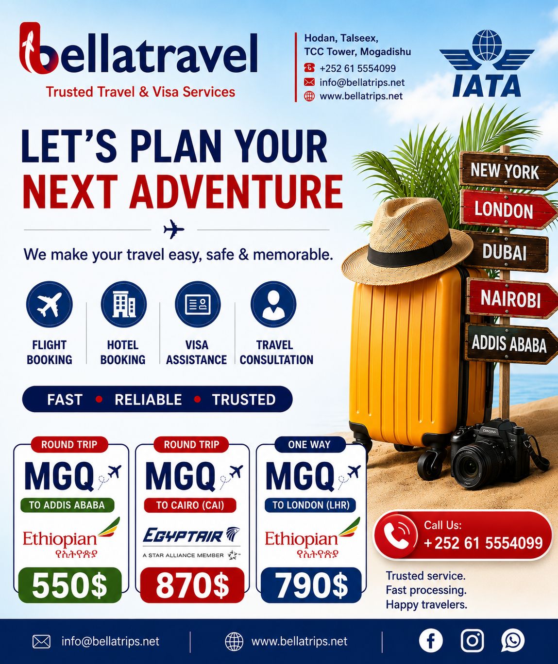 Bellatrips next adventure destinations and airline offers poster